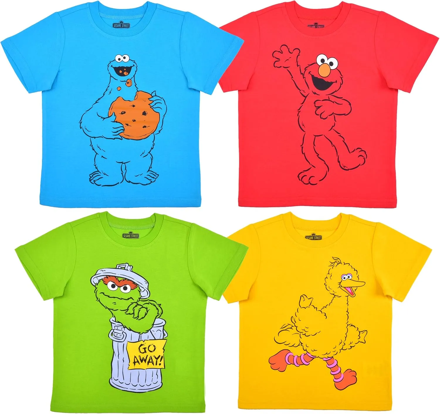 Sesame Street Boys 4 Pack T-Shirts for Infant and Toddler Kids