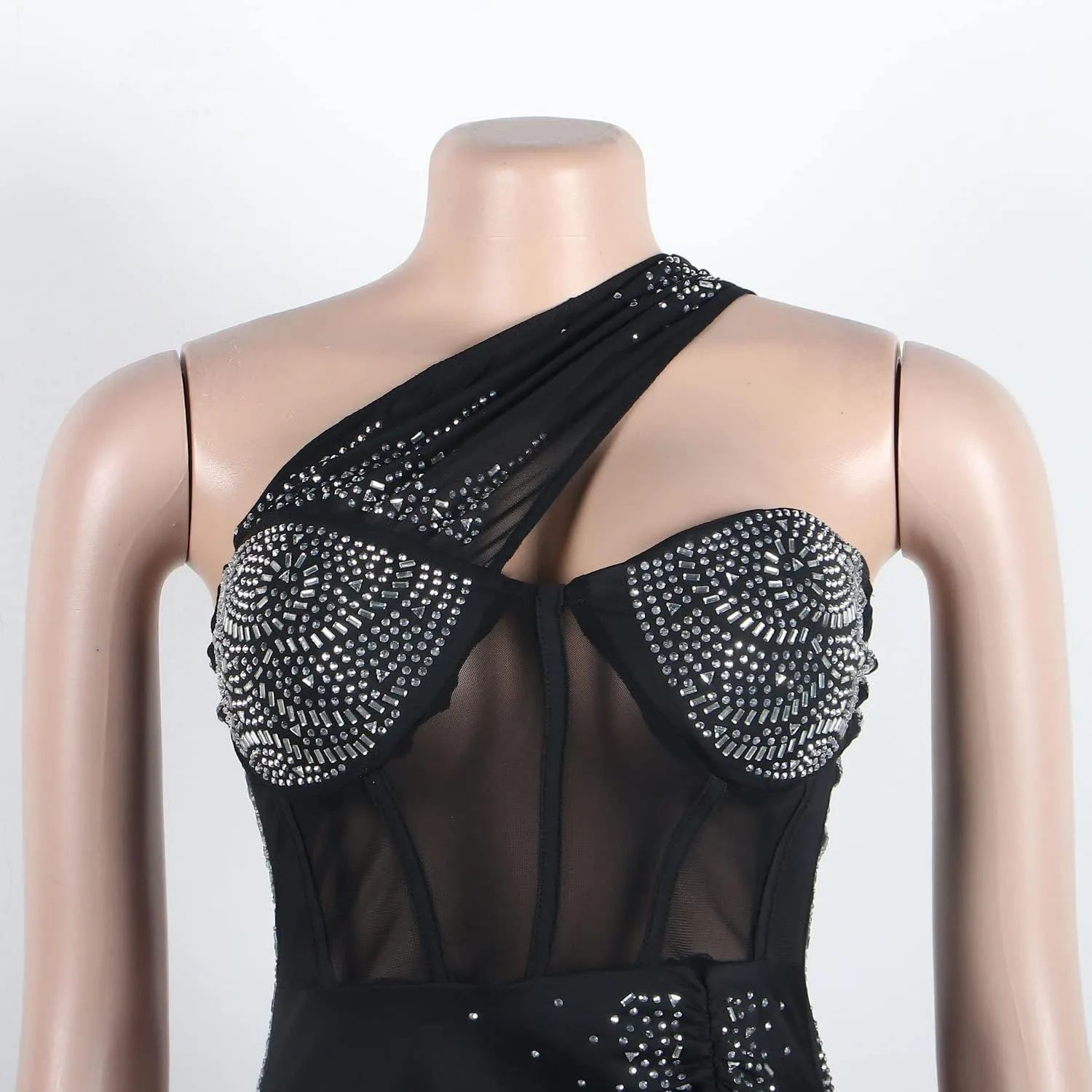 Sexy Dresses for Women Party Club Night Elegant Long Sleeve Feather Detailed Sheer Mesh Mini Vestidos