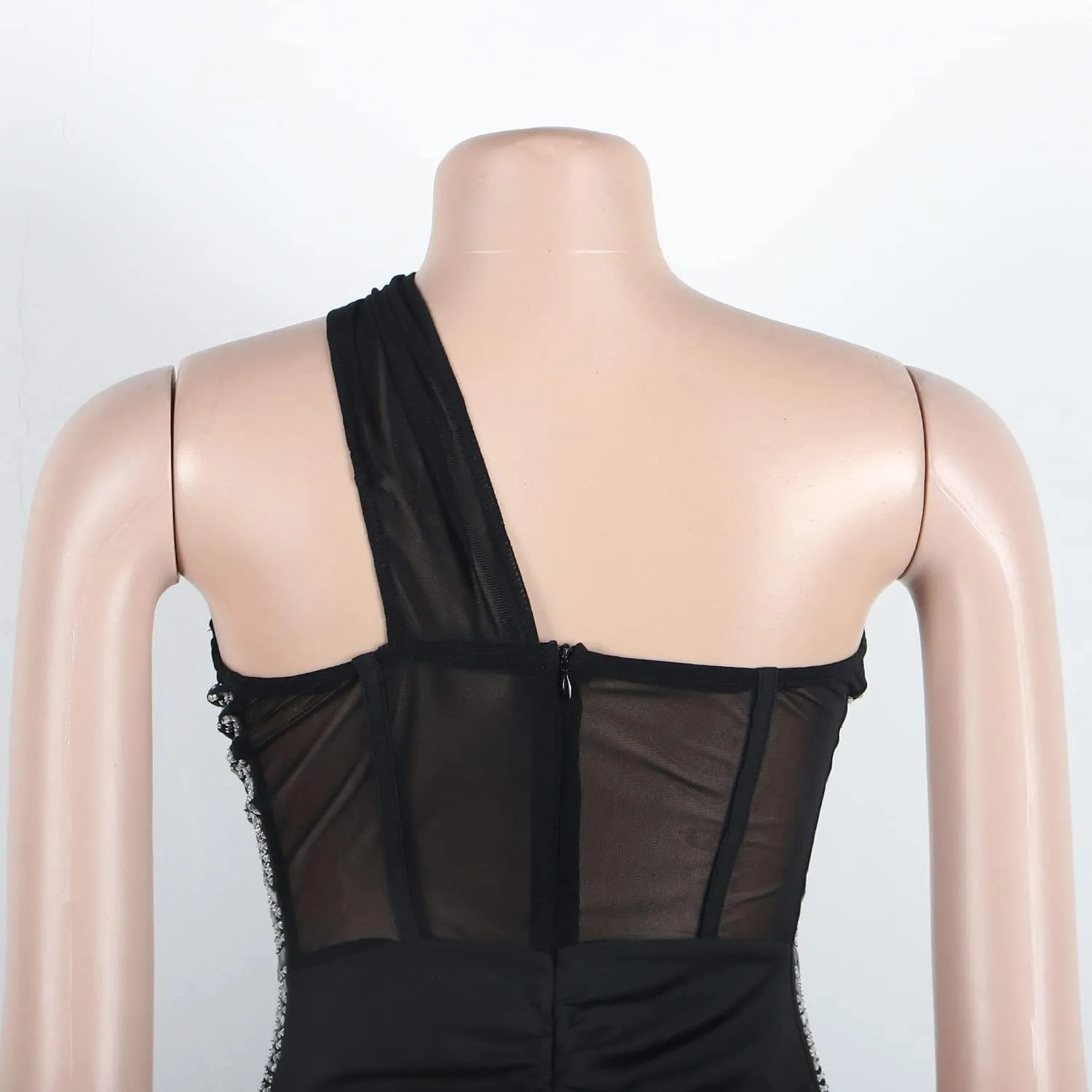 Sexy Dresses for Women Party Club Night Elegant Long Sleeve Feather Detailed Sheer Mesh Mini Vestidos