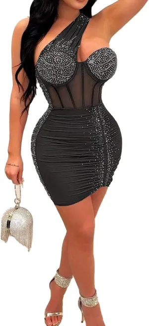 Sexy Dresses for Women Party Club Night Elegant Long Sleeve Feather Detailed Sheer Mesh Mini Vestidos