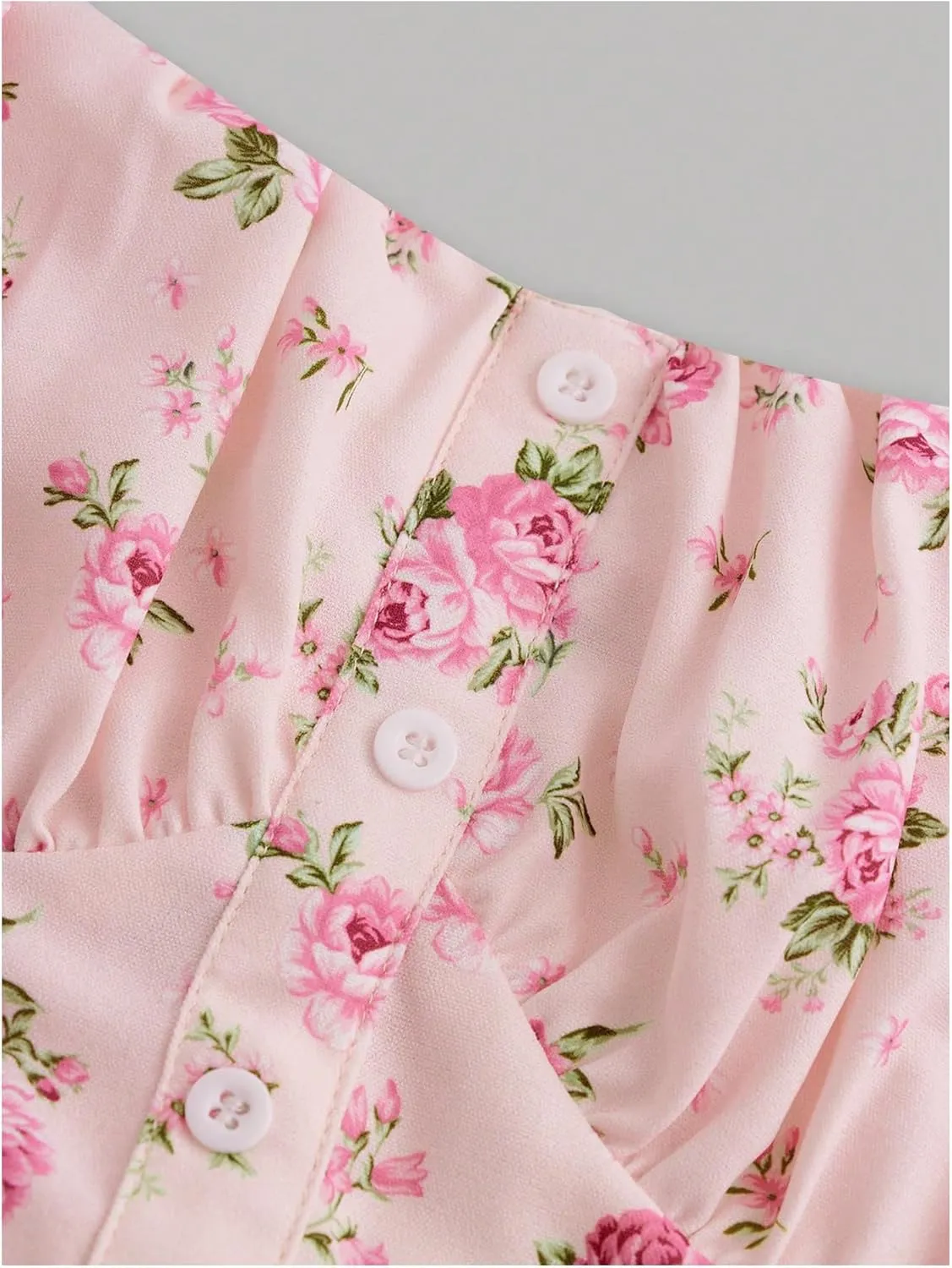 SHENHE Girl's Floral Split Thigh Ruched Spaghetti Strap Summer Cute Long Cami Dress
