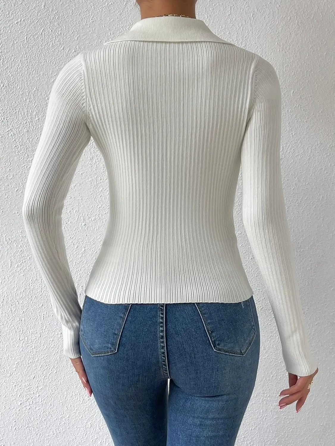 SHENHE Women's Casual V Neck Long Sleeve Knitted Pullover Polo Sweater Jumper Tops