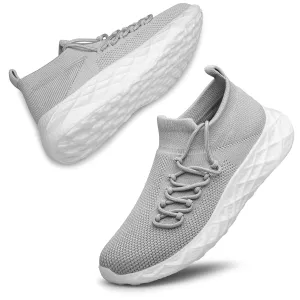 SILLENORTH Women's Walking Shoes Sock Sneakers Slip On Mesh Sport Running Shoes Casual Lightweight Shoes for Gym Work Jogging Light Grey Size 9.5