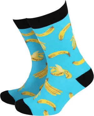 Smiling Faces MAKING SMILES SINCE 2001 Sock Therpay Mens Novelty Socks Funky Pattern Colorful Fun Dress Socks Smart Design Comfortable Breathable Socks - Banana