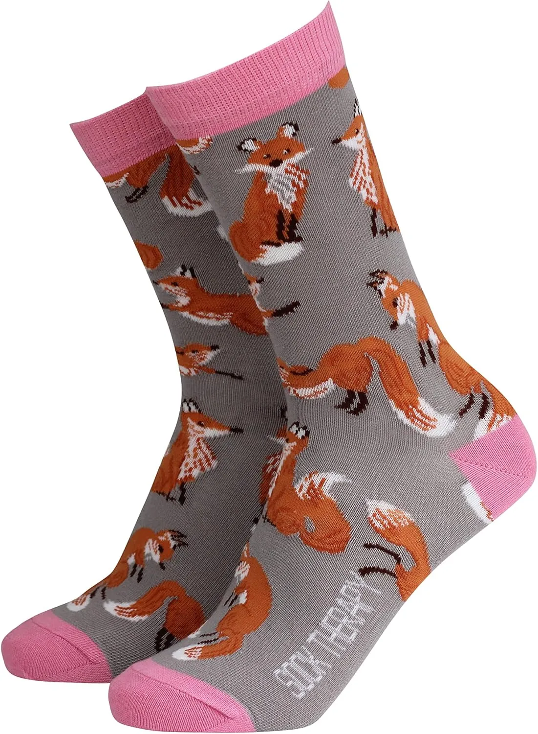 Smiling Faces MAKING SMILES SINCE 2001 Sock Therpay Womens Novelty Socks Funky Pattern Colorful Fun Dress Socks Smart Design Comfortable Breathable Socks - Foxes