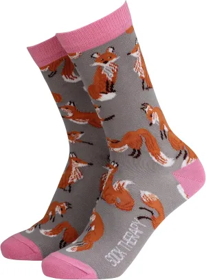 Smiling Faces MAKING SMILES SINCE 2001 Sock Therpay Womens Novelty Socks Funky Pattern Colorful Fun Dress Socks Smart Design Comfortable Breathable Socks - Foxes