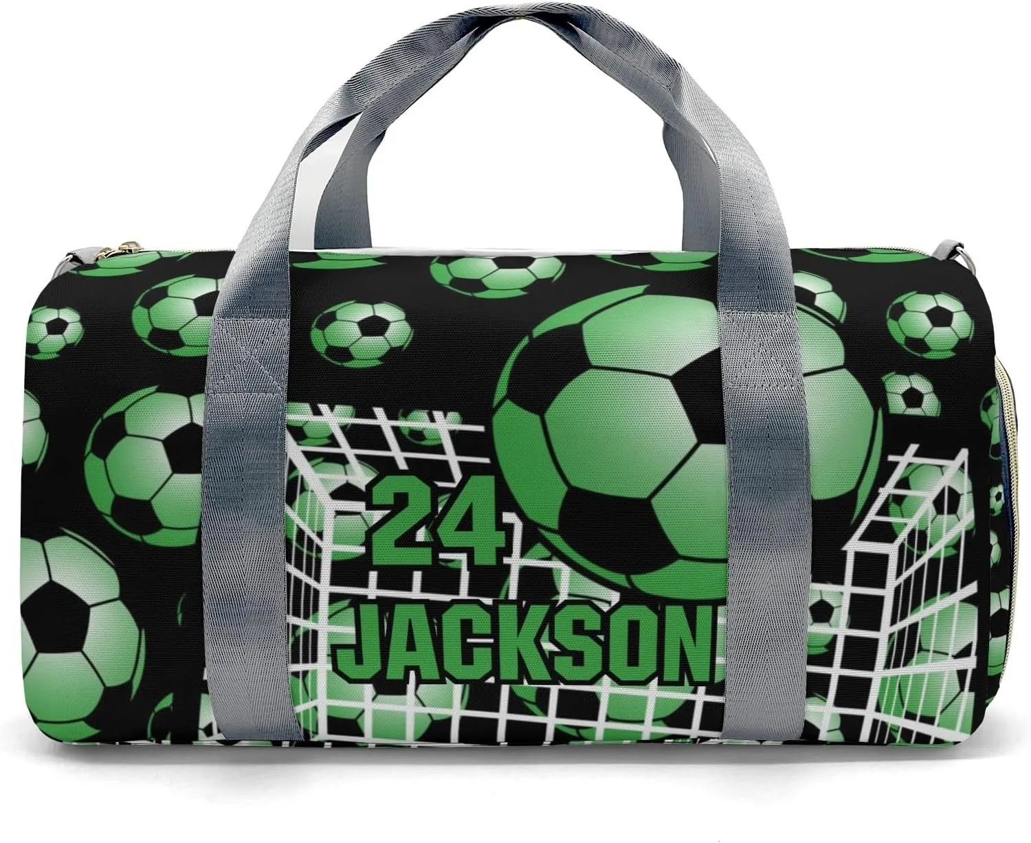 Soccer Ball Player Number Name Duffle Bag for Travel, Weekender Bag with Shoe Compartment, Carry On Overnight Bag Gym Bag Hospital Bags