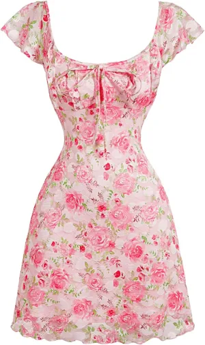 SOLY HUX Women's Vintage Floral Dress Summer Cap Sleeve Mini Dresses Going Out Beach Short Dress
