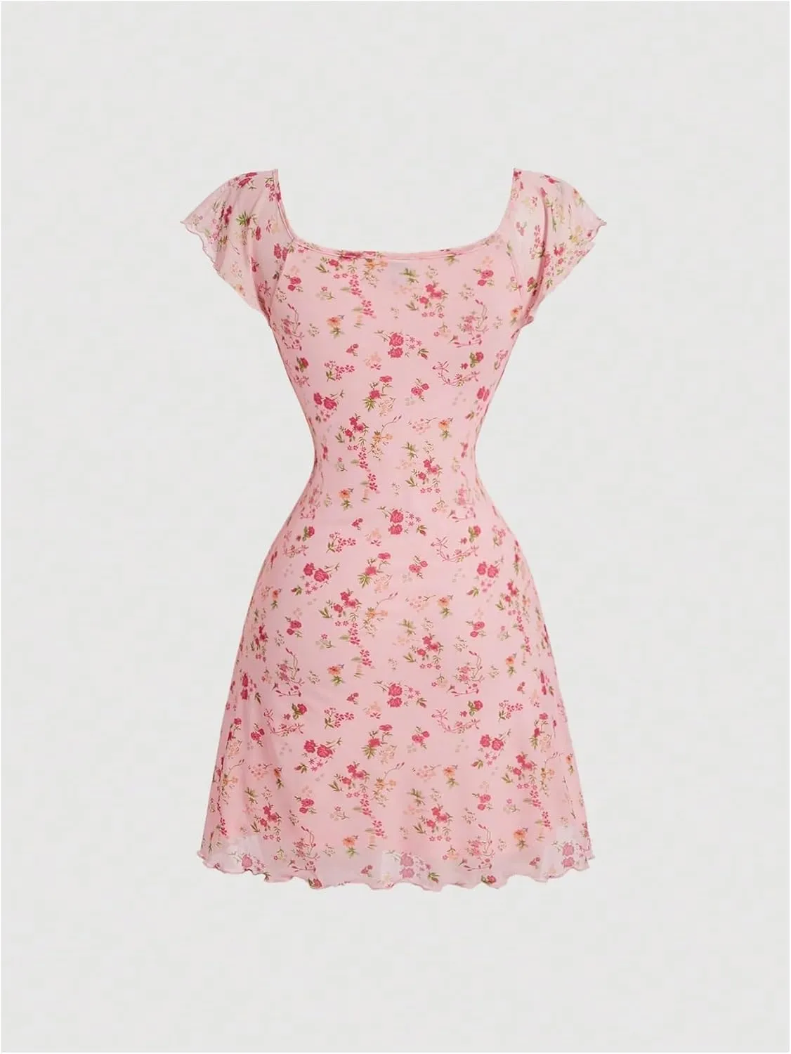 SOLY HUX Women's Vintage Floral Dress Summer Cap Sleeve Mini Dresses Going Out Beach Short Dress