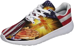 Sonzj-II Christian Jesus Shoes, Lace Up Walking Sneakers, Cross Running Shoes Mesh Breathable Sports Trainers