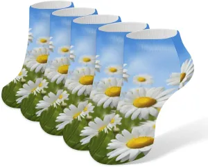 Spring Daisy Flowers Socks No Show Socks Low Cut Anti-Slid Athletic Casual Invisible Liner Socks Unisex