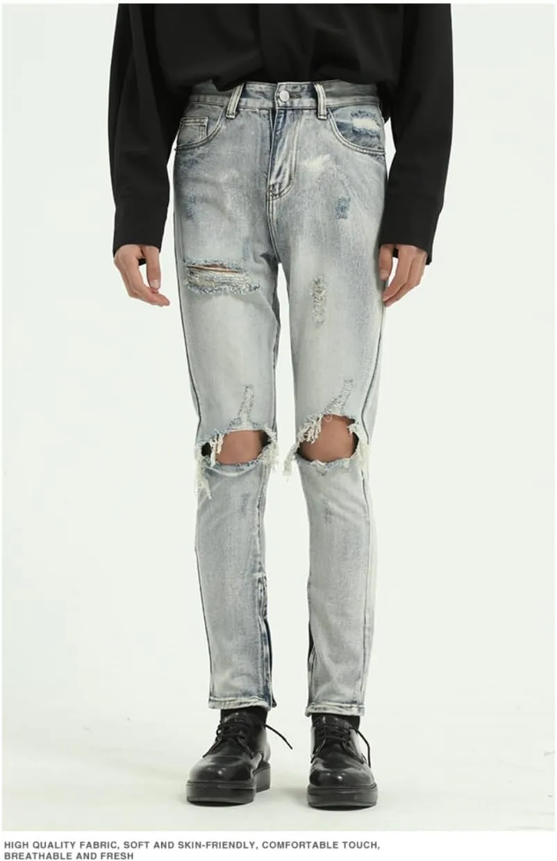 Straight Leg Jeans Y2k Retro Streetwear Pants Casual Wide Leg Grunge Pants Loose Fit Jeans Ripped Jeans
