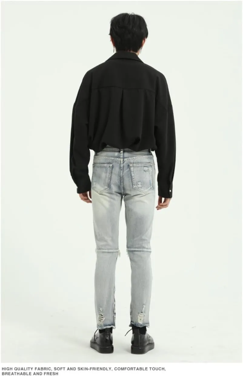 Straight Leg Jeans Y2k Retro Streetwear Pants Casual Wide Leg Grunge Pants Loose Fit Jeans Ripped Jeans