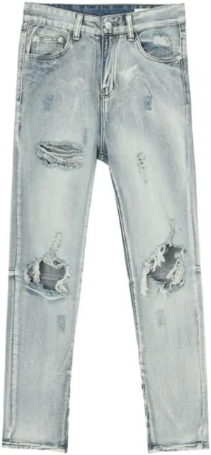 Straight Leg Jeans Y2k Retro Streetwear Pants Casual Wide Leg Grunge Pants Loose Fit Jeans Ripped Jeans