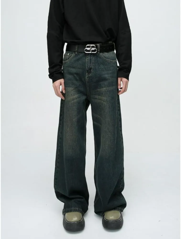 Straight Leg Jeans Y2k Retro Streetwear Pants Casual Wide Leg Grunge Pants Loose Fit Jeans