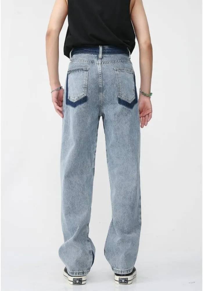 Straight Leg Jeans Y2k Retro Streetwear Pants Casual Wide Leg Grunge Pants Loose Fit Jeans