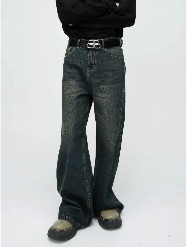 Straight Leg Jeans Y2k Retro Streetwear Pants Casual Wide Leg Grunge Pants Loose Fit Jeans