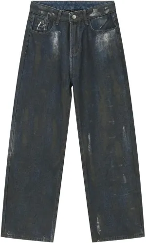 Straight Leg Jeans Y2k Retro Streetwear Pants Casual Wide Leg Grunge Pants Loose Fit Jeans