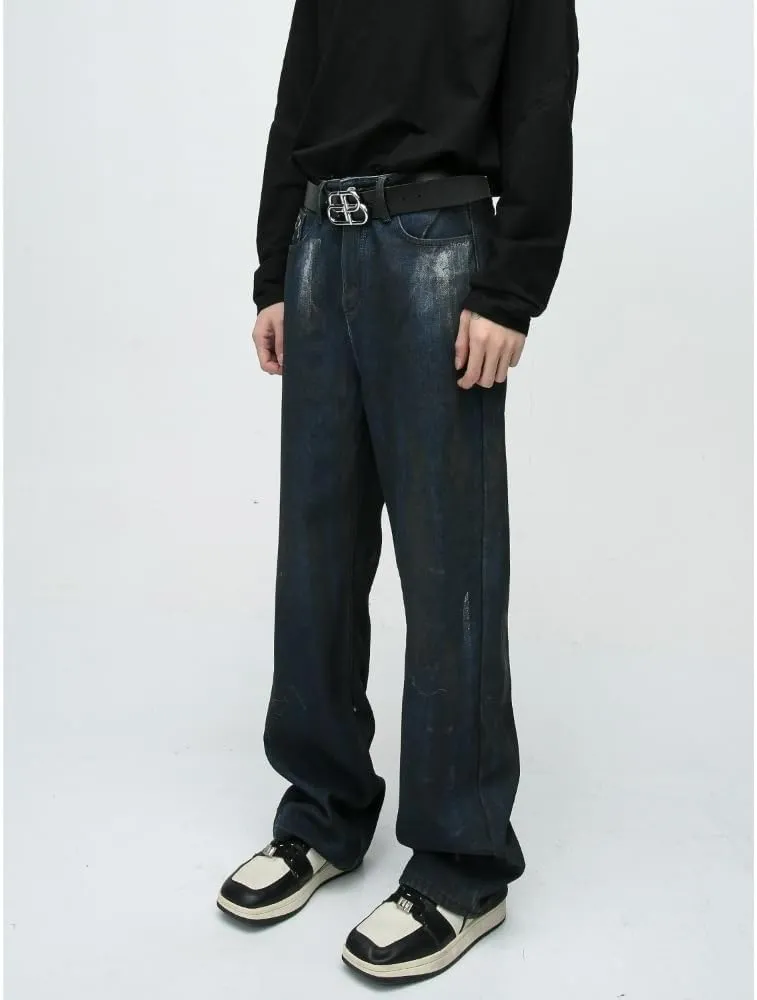 Straight Leg Jeans Y2k Retro Streetwear Pants Casual Wide Leg Grunge Pants Loose Fit Jeans