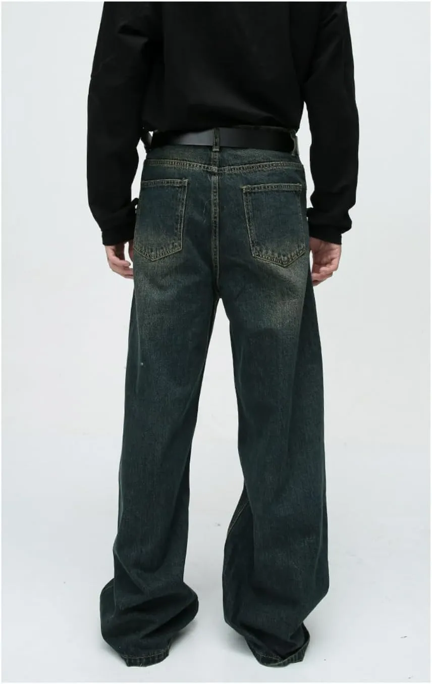 Straight Leg Jeans Y2k Retro Streetwear Pants Casual Wide Leg Grunge Pants Loose Fit Jeans