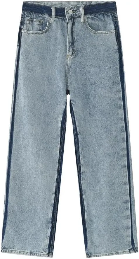 Straight Leg Jeans Y2k Retro Streetwear Pants Casual Wide Leg Grunge Pants Loose Fit Jeans