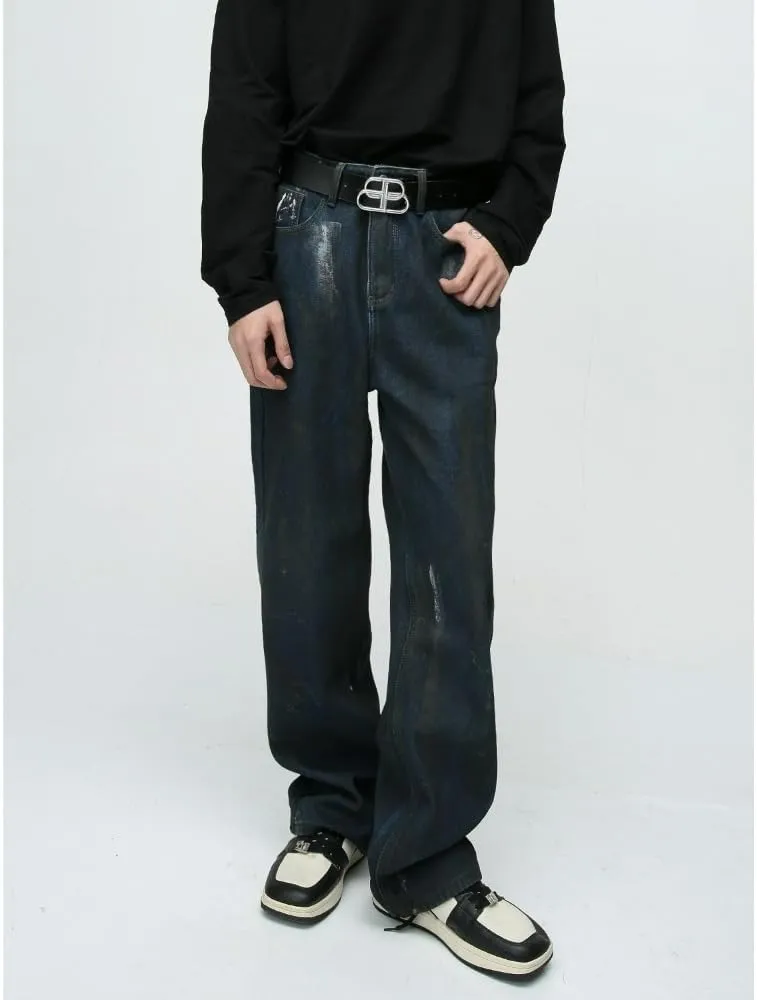 Straight Leg Jeans Y2k Retro Streetwear Pants Casual Wide Leg Grunge Pants Loose Fit Jeans