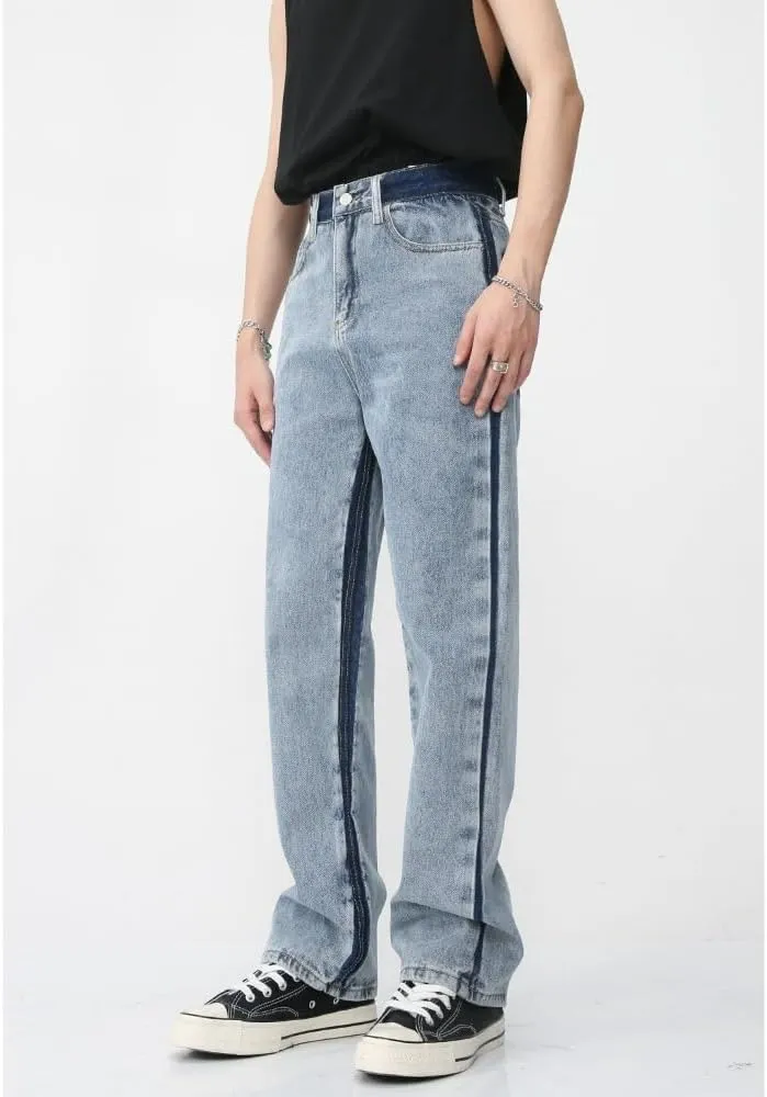 Straight Leg Jeans Y2k Retro Streetwear Pants Casual Wide Leg Grunge Pants Loose Fit Jeans