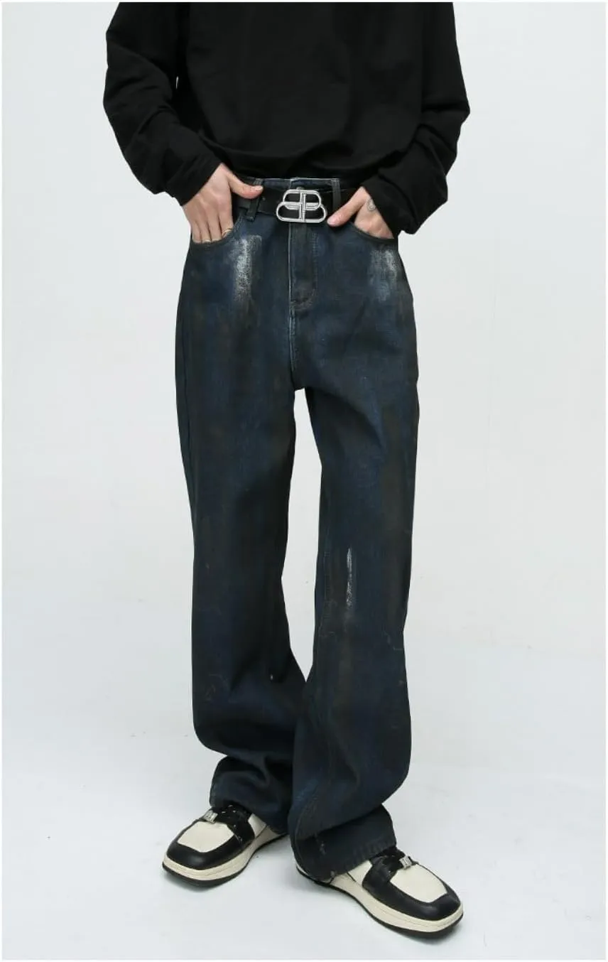 Straight Leg Jeans Y2k Retro Streetwear Pants Casual Wide Leg Grunge Pants Loose Fit Jeans