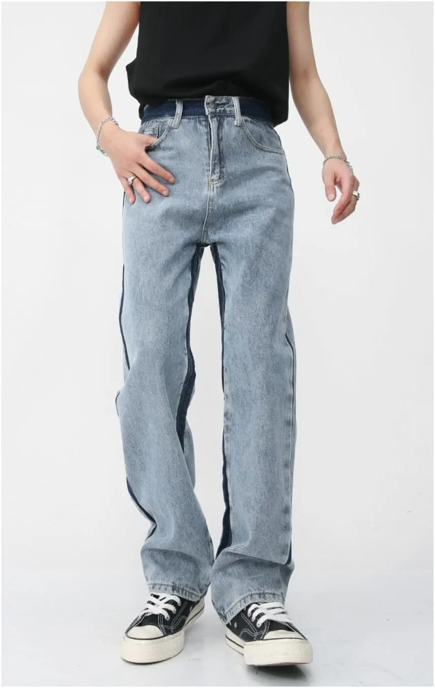 Straight Leg Jeans Y2k Retro Streetwear Pants Casual Wide Leg Grunge Pants Loose Fit Jeans