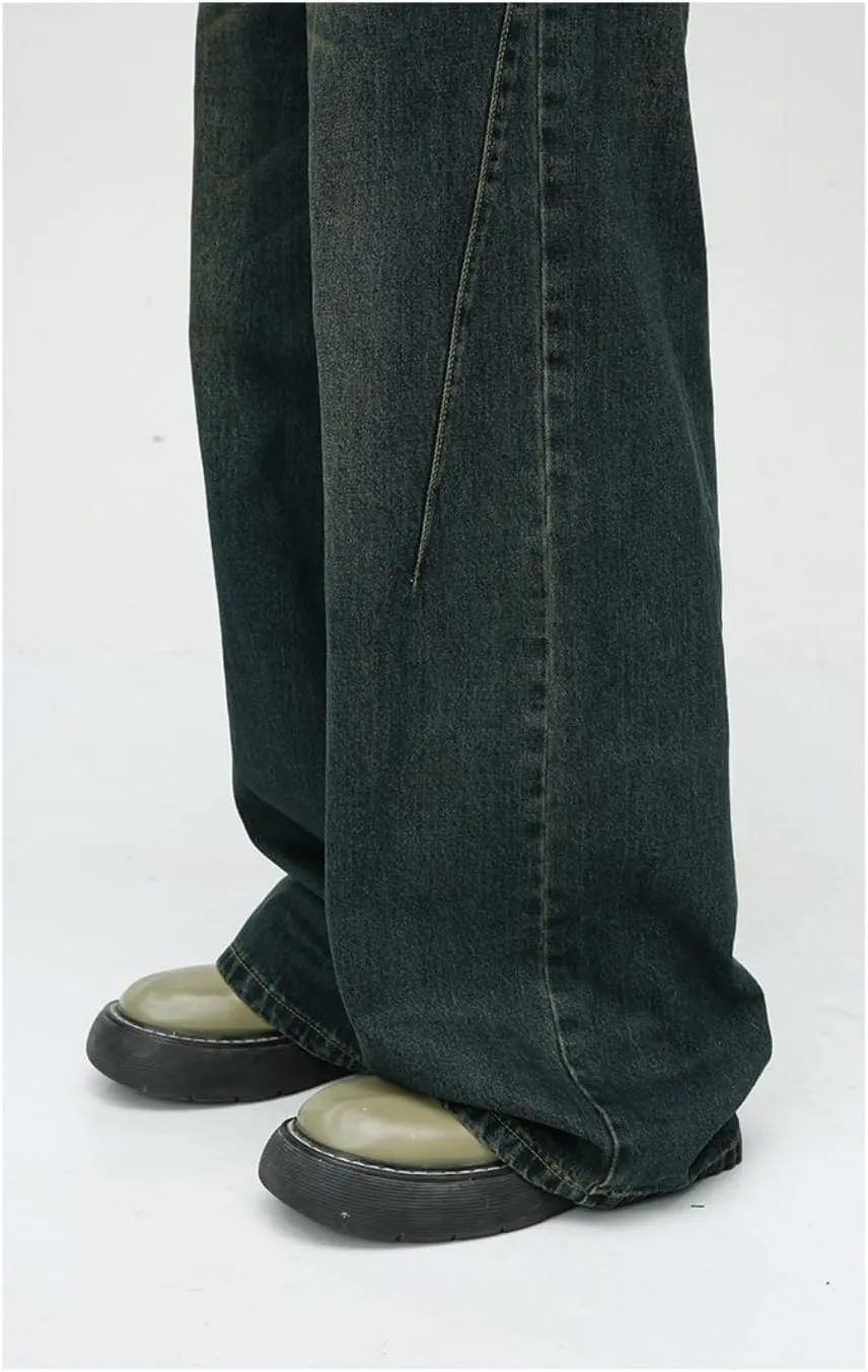 Straight Leg Jeans Y2k Retro Streetwear Pants Casual Wide Leg Grunge Pants Loose Fit Jeans
