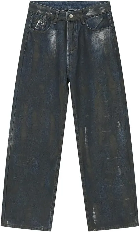 Straight Leg Jeans Y2k Retro Streetwear Pants Casual Wide Leg Grunge Pants Loose Fit Jeans
