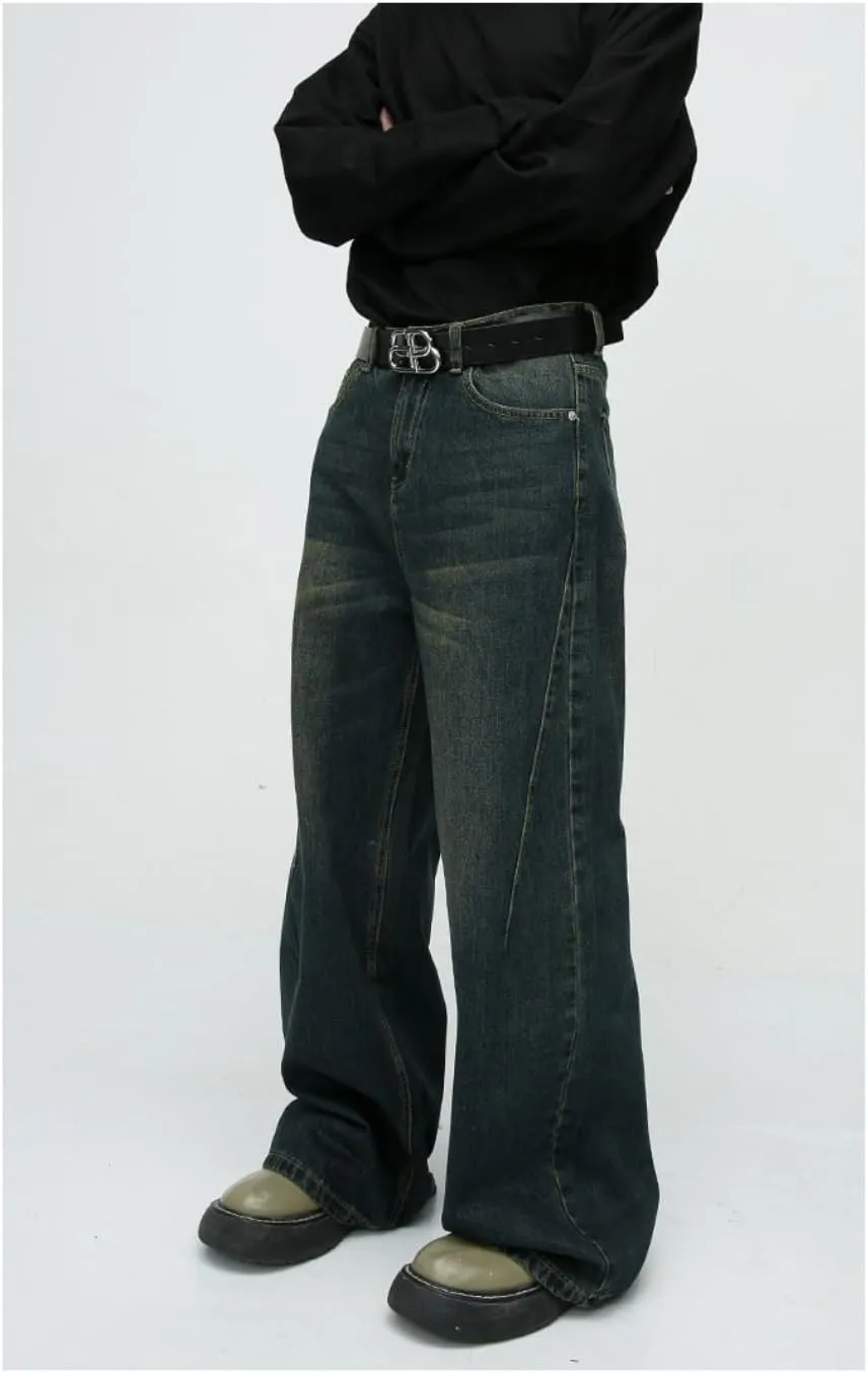 Straight Leg Jeans Y2k Retro Streetwear Pants Casual Wide Leg Grunge Pants Loose Fit Jeans