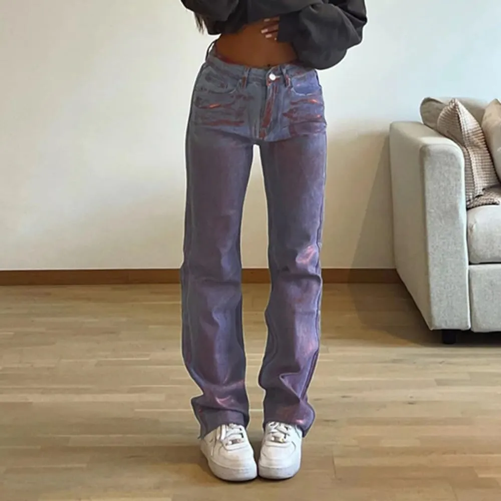 Straight Leg Jeans Y2k Retro Streetwear Pants Casual Wide Leg Parachute Pants Trendy Cargo Pants High Waist Pants