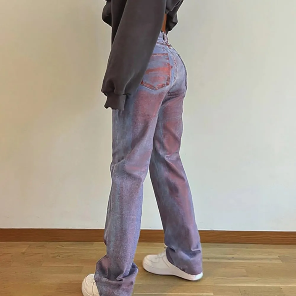 Straight Leg Jeans Y2k Retro Streetwear Pants Casual Wide Leg Parachute Pants Trendy Cargo Pants High Waist Pants