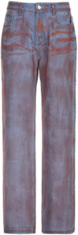 Straight Leg Jeans Y2k Retro Streetwear Pants Casual Wide Leg Parachute Pants Trendy Cargo Pants High Waist Pants