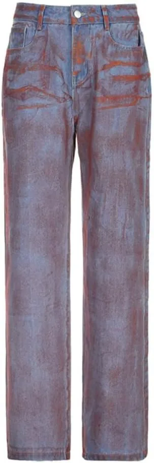 Straight Leg Jeans Y2k Retro Streetwear Pants Casual Wide Leg Parachute Pants Trendy Cargo Pants High Waist Pants