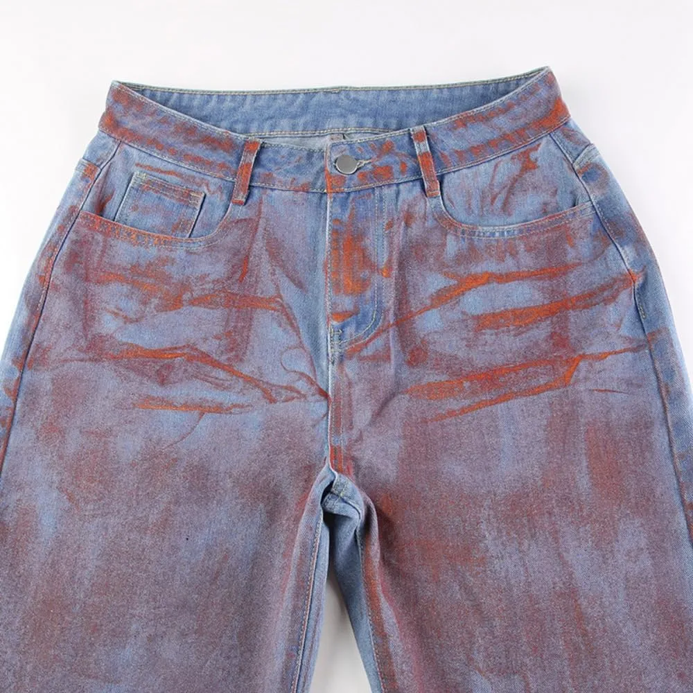Straight Leg Jeans Y2k Retro Streetwear Pants Casual Wide Leg Parachute Pants Trendy Cargo Pants High Waist Pants