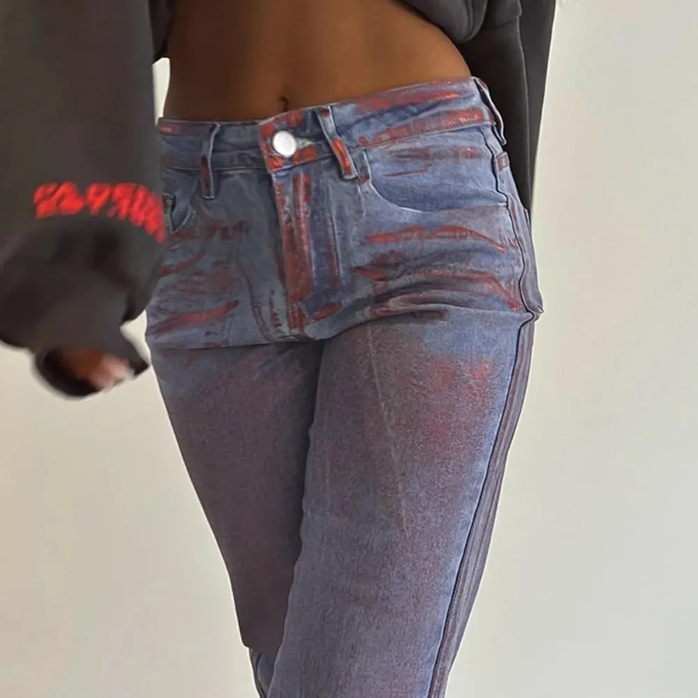 Straight Leg Jeans Y2k Retro Streetwear Pants Casual Wide Leg Parachute Pants Trendy Cargo Pants High Waist Pants