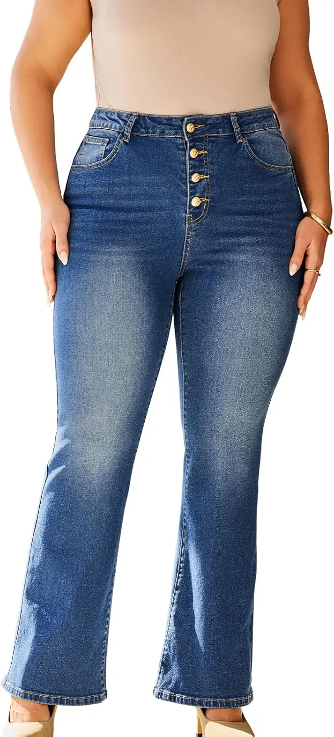 Stretchy Bootcut Jeans for Women High Waisted Jeans for Women with Pockets Standard