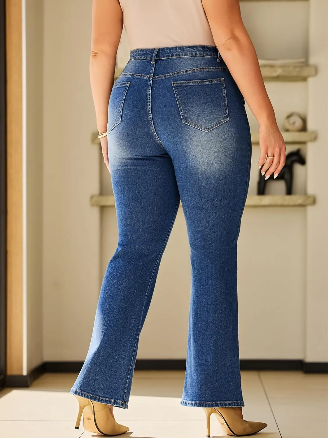 Stretchy Bootcut Jeans for Women High Waisted Jeans for Women with Pockets Standard