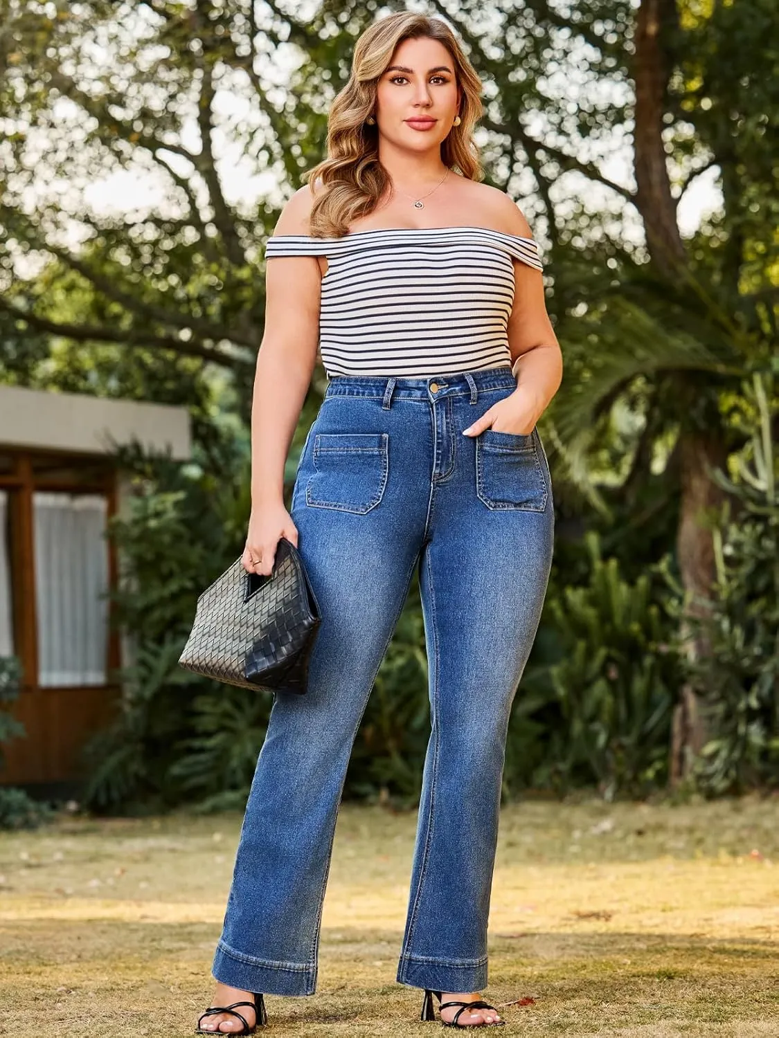 Stretchy Bootcut Jeans for Women High Waisted Jeans for Women with Pockets Standard