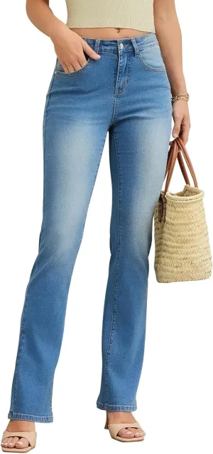 Stretchy Bootcut Jeans for Women High Waisted Jeans for Women with Pockets Standard