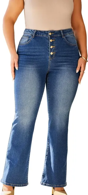 Stretchy Bootcut Jeans for Women High Waisted Jeans for Women with Pockets Standard