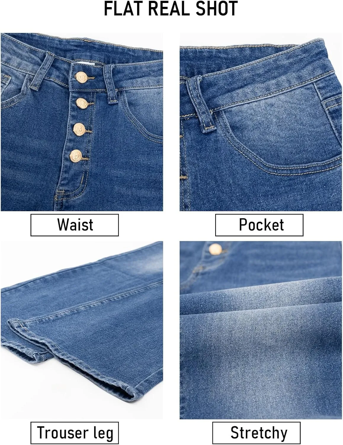 Stretchy Bootcut Jeans for Women High Waisted Jeans for Women with Pockets Standard