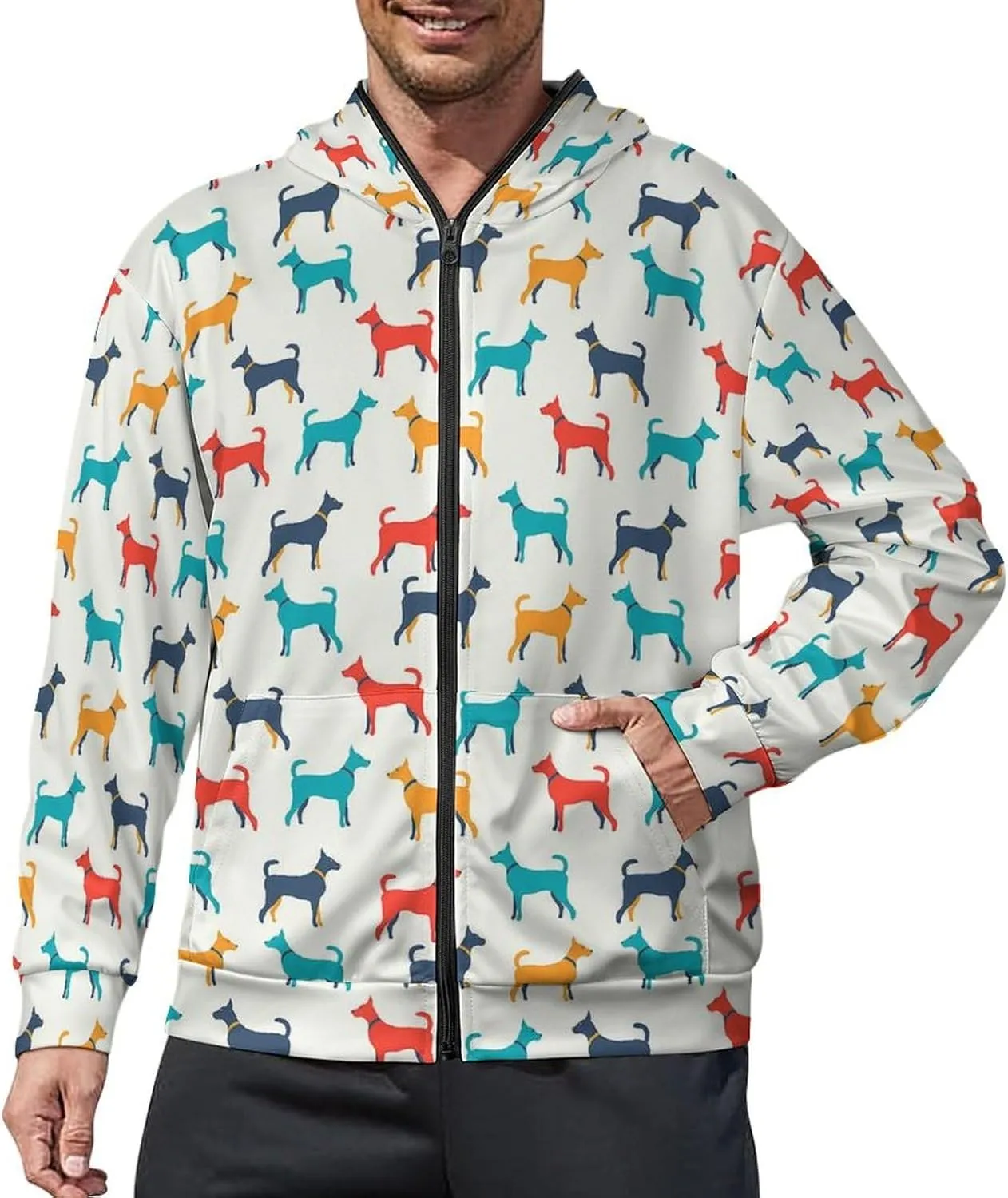Stripe Print Hoodies For Men Women Long Sleeve Casual Zip Up Hooded Sweatshirt Jacket Coat With Pocket