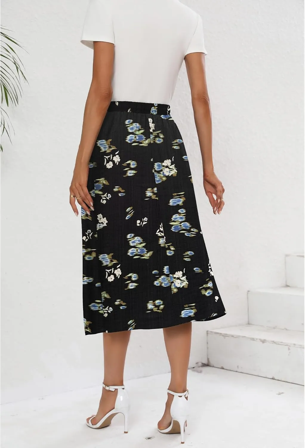 Summer Skirts with Pockets 2025 Boho Midi Length Skirt High Waisted Beach Cover Up for Women Trendy(S-2XL)