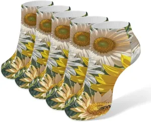 Sunflowers Daisy Rose Flowers Socks No Show Socks Low Cut Anti-Slid Athletic Casual Invisible Liner Socks Unisex