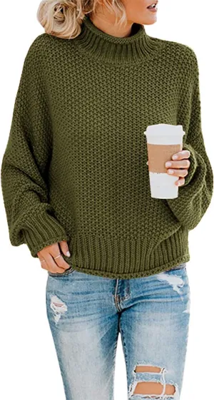 SVALIY Womens Oversized Turtlenecks Sweaters Batwing Long Sleeve Chunky Pullover Knit Jumper