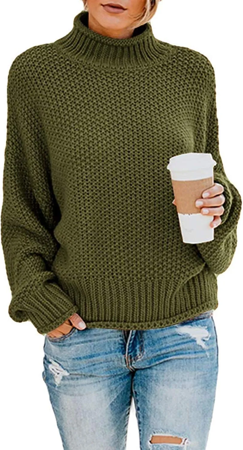 SVALIY Womens Oversized Turtlenecks Sweaters Batwing Long Sleeve Chunky Pullover Knit Jumper