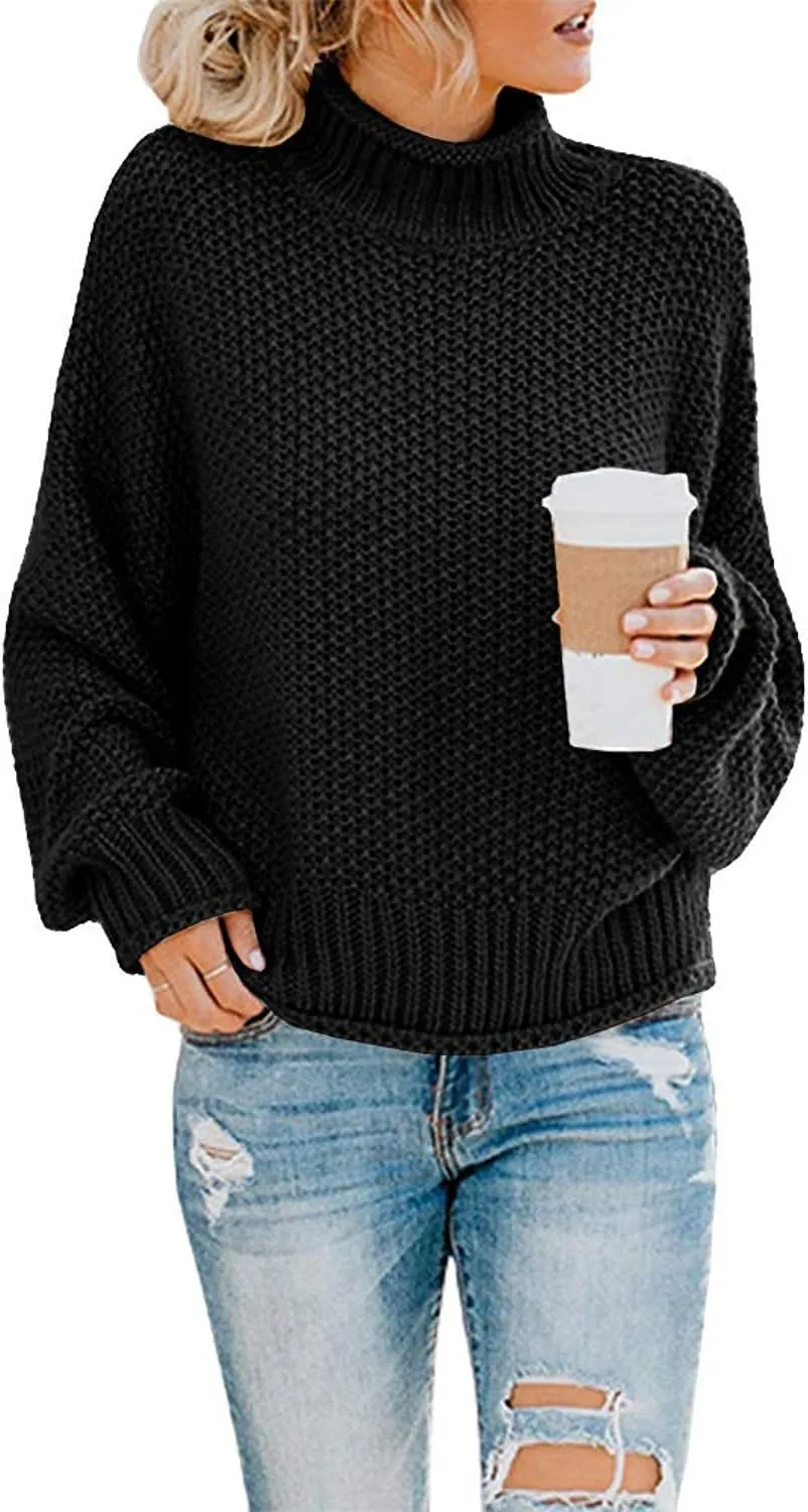 SVALIY Womens Oversized Turtlenecks Sweaters Batwing Long Sleeve Chunky Pullover Knit Jumper